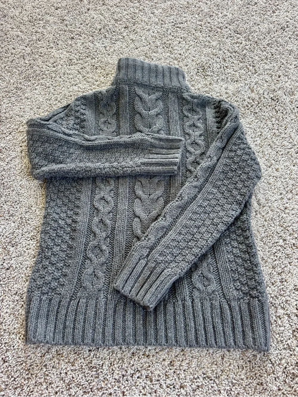 Boys gap Cable Knit Button sherpa lined neck Sweater - Gray